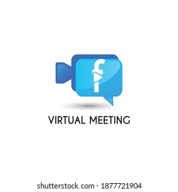Initial letter f with video call camera chatting icon for online meeting, consulting logo concept