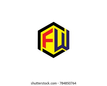 Initial letter F and W Hexagonal design Logo Vector Graphic Branding Letter Element.