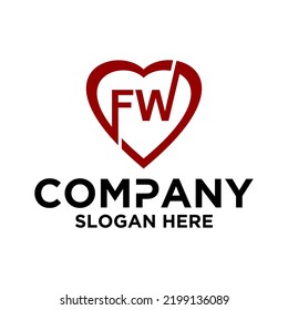 Letra inicial F W patrón de diseño de vectores de logotipo