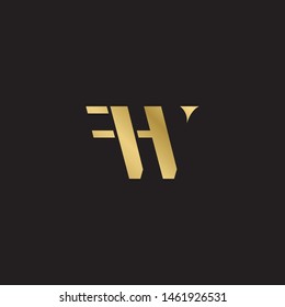 Initial letter f w uppercase modern logo design template elements. Gold letter Isolated on black  background. Suitable for business, consulting group company.