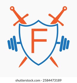 Initial Letter F Warrior Logo Design Concept For Security, Safety and Defense Symbol 