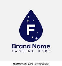 Initial Letter F Wash Logo, Drop and Wash Combination. Drop logo, Wash, Clean, Fresh, Water Template