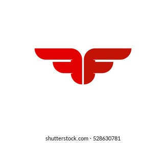 Initial Letter F Wing Logo Design Template