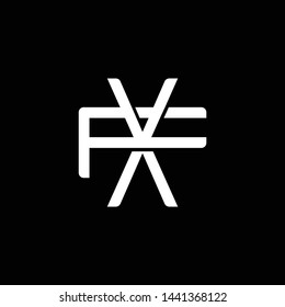 Initial letter F and X, FX, XF, overlapping interlock monogram logo, white color on black background