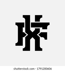 Initial letter F, X, FX or XF overlapping, interlock, monogram logo, black color on white background