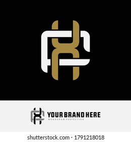 Initial letter F, X, FX or XF overlapping, interlock, monogram logo, white and gold color on black background
