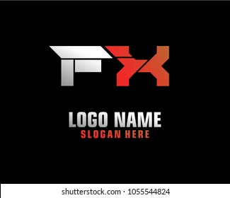 Initial letter F X logo template vector