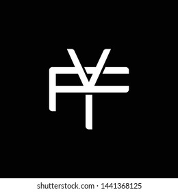 Initial letter F and Y, FY, YF, overlapping interlock monogram logo, white color on black background