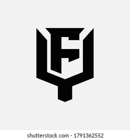 Initial letter F, Y, FY or YF overlapping, interlock, monogram logo, black color on white background