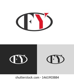 Initial Letter f y uppercase modern logo design template elements. red letter Isolated on black white grey background. Suitable for business, consulting group company.