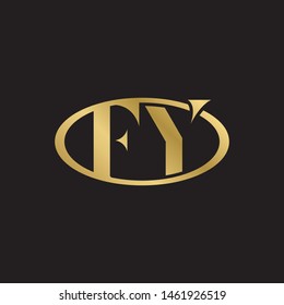 Initial letter f y uppercase modern logo design template elements. Gold letter Isolated on black  background. Suitable for business, consulting group company.