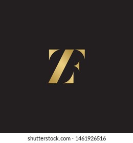 Initial letter f z zf uppercase modern logo design template elements. Gold letter Isolated on black  background. Suitable for business, consulting group company.