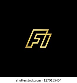 Initial letter FA AF minimalist art logo, gold color on black background.