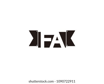 Initial letter fa black ribbon logo design