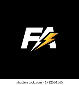 Initial Letter FA with Lightning