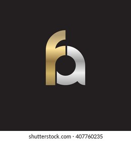 initial letter fa linked circle lowercase logo gold silver black background