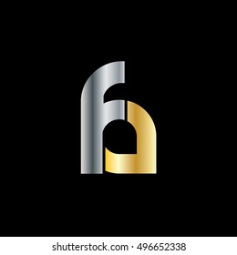 Initial Letter FA Linked Circle Lowercase Logo Silver Gold