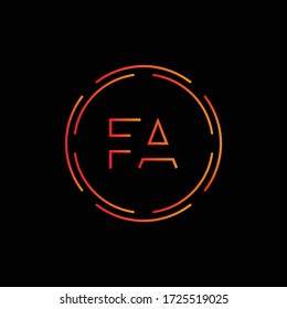 Initial Letter FA Logo Design Vector Template. Abstract Luxury Circle Letter FA Logo Vector