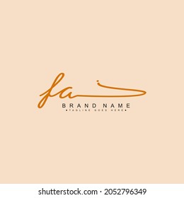 Initial Letter FA Logo - Hand Drawn Signature Logo