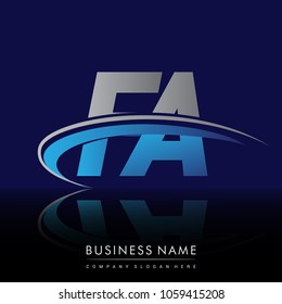 initial letter FA logotype company name colored blue and grey swoosh design. vector logo for business and company identity.