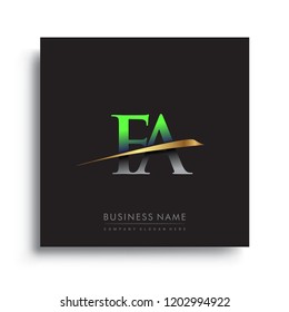 initial letter FA logotype company name colored green and gold swoosh design. vector logo for business and company