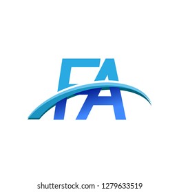 initial letter FA logotype company name colored blue and swoosh design. vector logo for business and company identity.