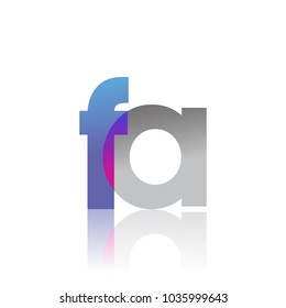 Initial Letter FA Lowercase overlap Logo Blue, pink and grey, Modern and Simple Logo Design.