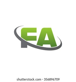 initial letter FA swoosh ring company logo green gray