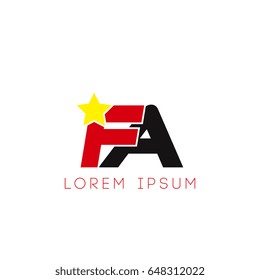 Initial letter fa yellow star logo red black