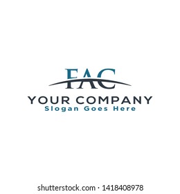 Initial letter FAC, overlapping movement swoosh horizon logo company design inspiration in blue and gray color vector