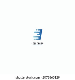 Letra inicial I Modelo de diseño de logotipo de velocidad rápida
