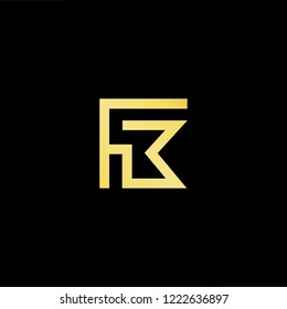 Initial letter FB BF minimalist art logo, gold color on black background.