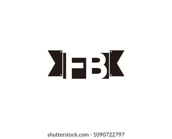Initial letter fb black ribbon logo design