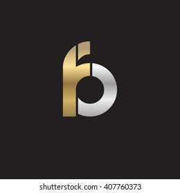 initial letter fb linked circle lowercase logo gold silver black background