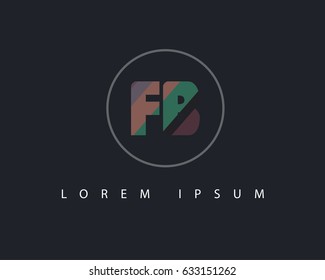 Initial Letter FB logo design vector with circle and colorful