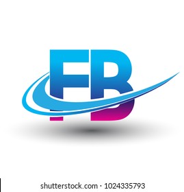 initial letter FB logotype company name colored blue and magenta swoosh design. vector logo for business and company identity.