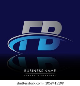 initial letter FB logotype company name colored blue and grey swoosh design. vector logo for business and company identity.