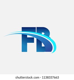 initial letter FB logotype company name colored blue and swoosh design. vector logo for business and company identity.