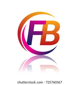 initial letter FB logotype company name orange and magenta color on circle and swoosh design. vector logo for business and company identity.