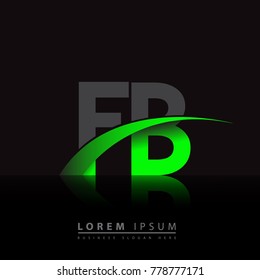 initial letter FB logotype company name colored green and black swoosh design. vector logo for business and company identity.
