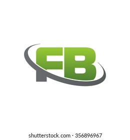 initial letter FB swoosh ring company logo green gray