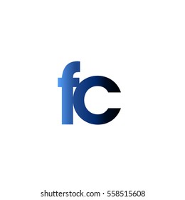 Initial letter FC blue black gradation color logo