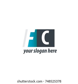 Initial Letter FC Design Logo With Square