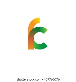 initial letter fc linked circle lowercase logo orange green
