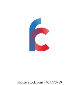 initial letter fc linked circle lowercase logo blue red