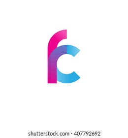 initial letter fc linked circle lowercase logo pink blue purple