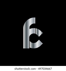 Initial Letter FC Linked Circle Lowercase Logo Silver