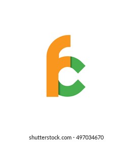 Initial Letter FC Linked Circle Lowercase Logo Orange Green
