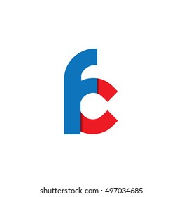 Initial Letter FC Linked Circle Lowercase Logo Blue Red