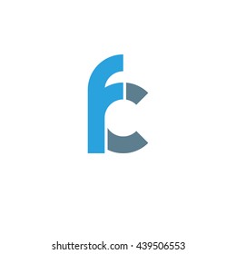 initial letter fc linked round lowercase logo blue